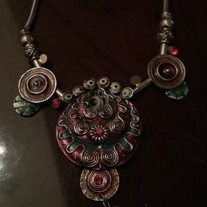 Elegant Purple and Red Pendant Necklace